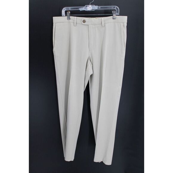 Tommy Bahama Pants 37/33 (TAG 35/32) Beige 90 Silk 10 Cotton Flat Front